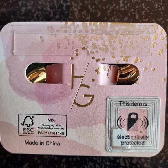 Happily Grey chunky hoop gold tone earrings nickel free - Picture 4 of 4